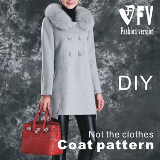 Dames Double-Breasted Jas Patroon Kledingstuk Naaien Structuur Tekening BFY-255 Size M