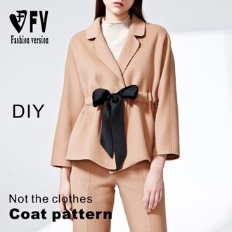 Dames Dubbelzijdige Kasjmier Revers Korte Jas Patroon 1:1 Kledingstuk Hand Genaaid Tekening BWT-84 Size 5XL