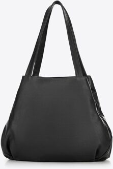 Dames Echt Lederen Shopper Tas Zwart - maat