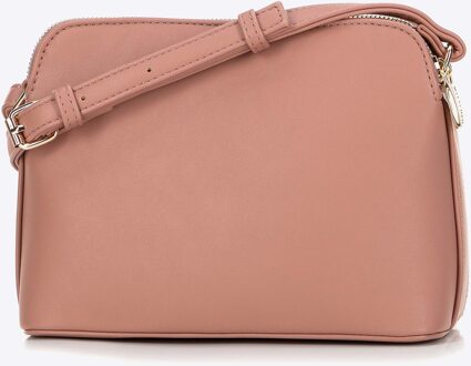Dames eco-leren crossbody tas, twee compartimenten, roze - maat