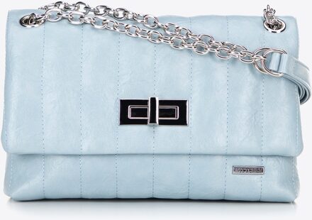 Dames eco-leren schoudertas, twee compartimenten, klein, blauw - maat