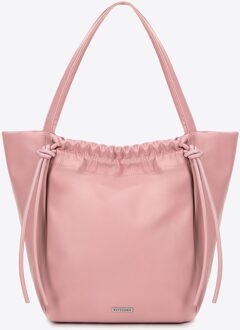 Dames eco-leren shopper met decoratieve banden, roze