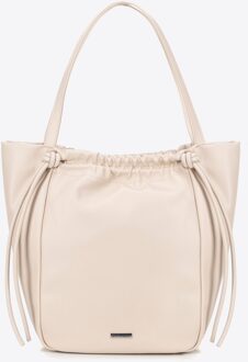Dames eco-leren shopper met decoratieve koorden, beige - maat