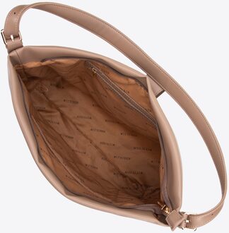 Dames Eco-leren Tas met Decoratieve Sluiting, Beige - maat