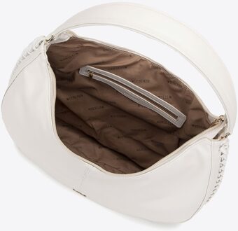 Dames Eco-leren Tas met Ketting, Crème - maat