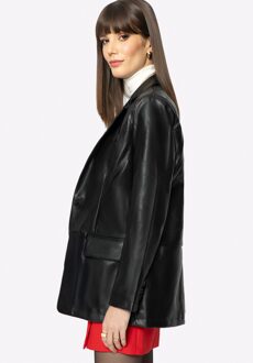 Dames eenvoudig zwart eco-leren jack - XL