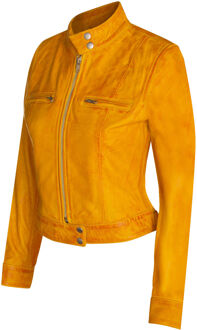 Dames effen leren motorbikerjack-Braga Geel - EU 44 / UK 16