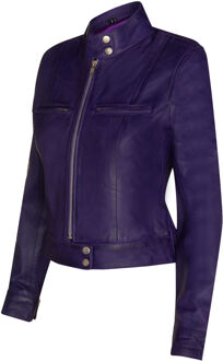 Dames effen leren motorbikerjack-Braga Paars - EU 40 / UK 12