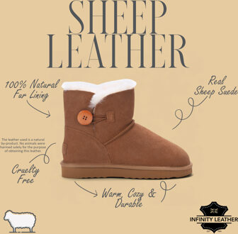 Dames enkellaarsjes van schapenvacht suède in bruinbruin, warme winterlaarzen - Alpine - EU 40