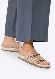 Dames Faux Raffia Pantoffels Multicolor Synthetisch Materiaal Veelkleurig