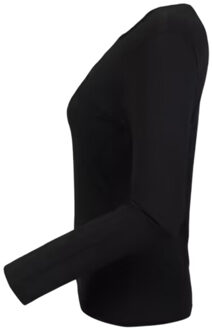 Dames feel good stretch t-shirt met lange mouwen - maat M Zwart