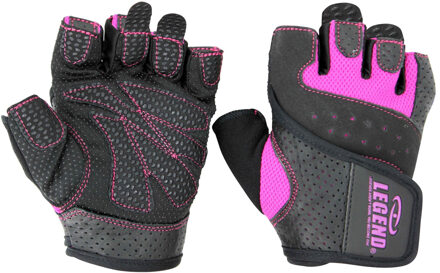 Dames fitness handschoenen leder special edition pink Zwart