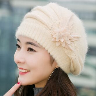 Dames Flower Brei Haak Beanie Hat Winter Warm Cap Baret Pluizige Schattige Mode Winddicht Oorwarmers Zijn Super Hoed gorras