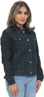 Dames geit suède trucker jeansjack-Astoria - maat EU 46 / UK 18 Zwart