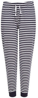 Dames gestreepte pyjamabroek met manchetten - maat L Blauw