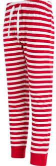 Dames gestreepte pyjamabroek met manchetten Rood - L