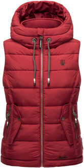 dames gewatteerd vest – Taisaa, licht met capuchon & snackvak - maat L Rood