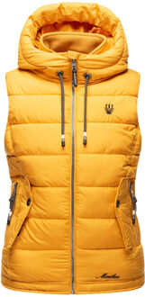 dames gewatteerd vest – Taisaa, licht met capuchon & snackvak - maat M Geel