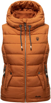 dames gewatteerd vest – Taisaa, licht met capuchon & snackvak - maat XS Bruin