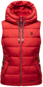 dames gewatteerd vest – Taisaa, licht met capuchon & snackvak - maat XS Rood