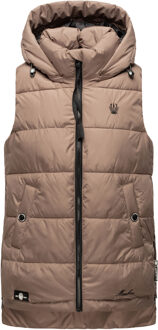 dames gewatteerd vest – Zarinaa, licht met afneembare capuchon Grijs