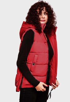 dames gewatteerd vest – Zarinaa, licht met afneembare capuchon - maat 2XL Rood