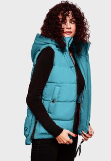 dames gewatteerd vest – Zarinaa, licht met afneembare capuchon - maat Blauw