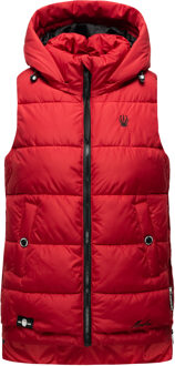 dames gewatteerd vest – Zarinaa, licht met afneembare capuchon Rood - 2XL