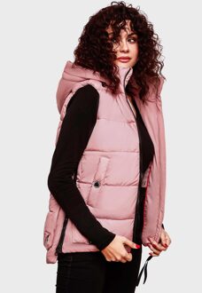 dames gewatteerd vest – Zarinaa, licht met afneembare capuchon Roze
