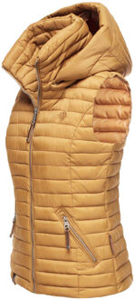 Dames Gewatteerde Bodywarmer Shadaa – Lichte Weste met Afneembare Capuchon Beige - XS