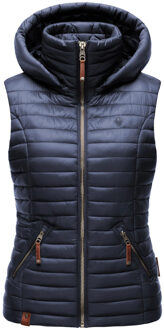 Dames Gewatteerde Bodywarmer Shadaa – Lichte Weste met Afneembare Capuchon Blauw - 2XL