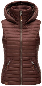 Dames Gewatteerde Bodywarmer Shadaa – Lichte Weste met Afneembare Capuchon Bruin - XS
