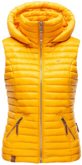 Dames Gewatteerde Bodywarmer Shadaa – Lichte Weste met Afneembare Capuchon Geel - XS