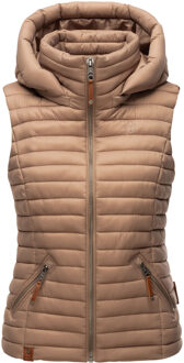 Dames Gewatteerde Bodywarmer Shadaa – Lichte Weste met Afneembare Capuchon Grijs