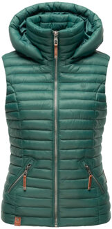 Dames Gewatteerde Bodywarmer Shadaa – Lichte Weste met Afneembare Capuchon Groen - XS