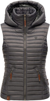 Dames Gewatteerde Bodywarmer Shadaa – Lichte Weste met Afneembare Capuchon - maat Grijs