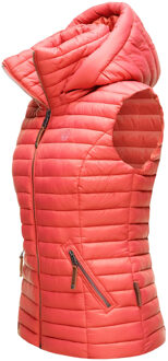 Dames Gewatteerde Bodywarmer Shadaa – Lichte Weste met Afneembare Capuchon Rood