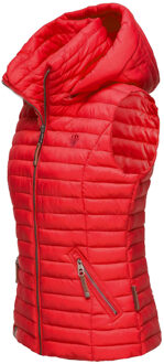 Dames Gewatteerde Bodywarmer Shadaa – Lichte Weste met Afneembare Capuchon Rood