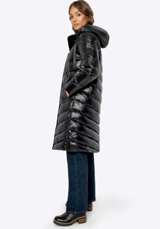 Dames Gewatteerde Donsjas Zwart Nylon - L