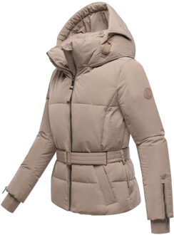 dames gewatteerde jas Aleyna met tailleceintuur & magneetsluitingen Grijs - 2XL