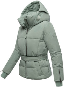 dames gewatteerde jas Aleyna met tailleceintuur & magneetsluitingen - maat 2XL Groen