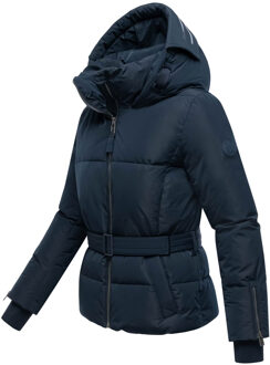 dames gewatteerde jas Aleyna met tailleceintuur & magneetsluitingen - maat 2XL Navy