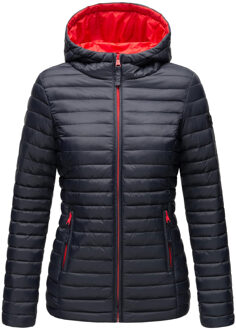 dames gewatteerde jas – Asraa, licht met capuchon & contrasterende voering Blauw