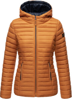 dames gewatteerde jas – Asraa, licht met capuchon & contrasterende voering Bruin - S