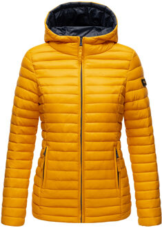 dames gewatteerde jas – Asraa, licht met capuchon & contrasterende voering Geel - XL
