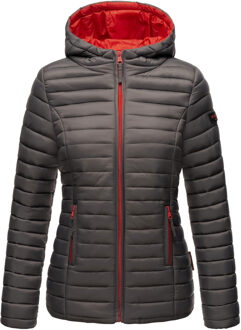 dames gewatteerde jas – Asraa, licht met capuchon & contrasterende voering Grijs - 2XL