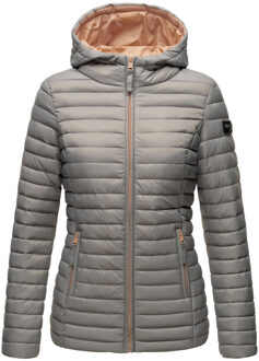 dames gewatteerde jas – Asraa, licht met capuchon & contrasterende voering Grijs - 2XL