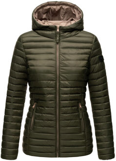 dames gewatteerde jas – Asraa, licht met capuchon & contrasterende voering Groen - S