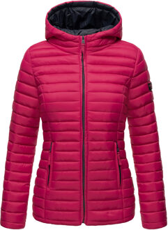 dames gewatteerde jas – Asraa, licht met capuchon & contrasterende voering - maat XS Rood