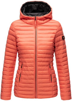 dames gewatteerde jas – Asraa, licht met capuchon & contrasterende voering - maat XS Rood